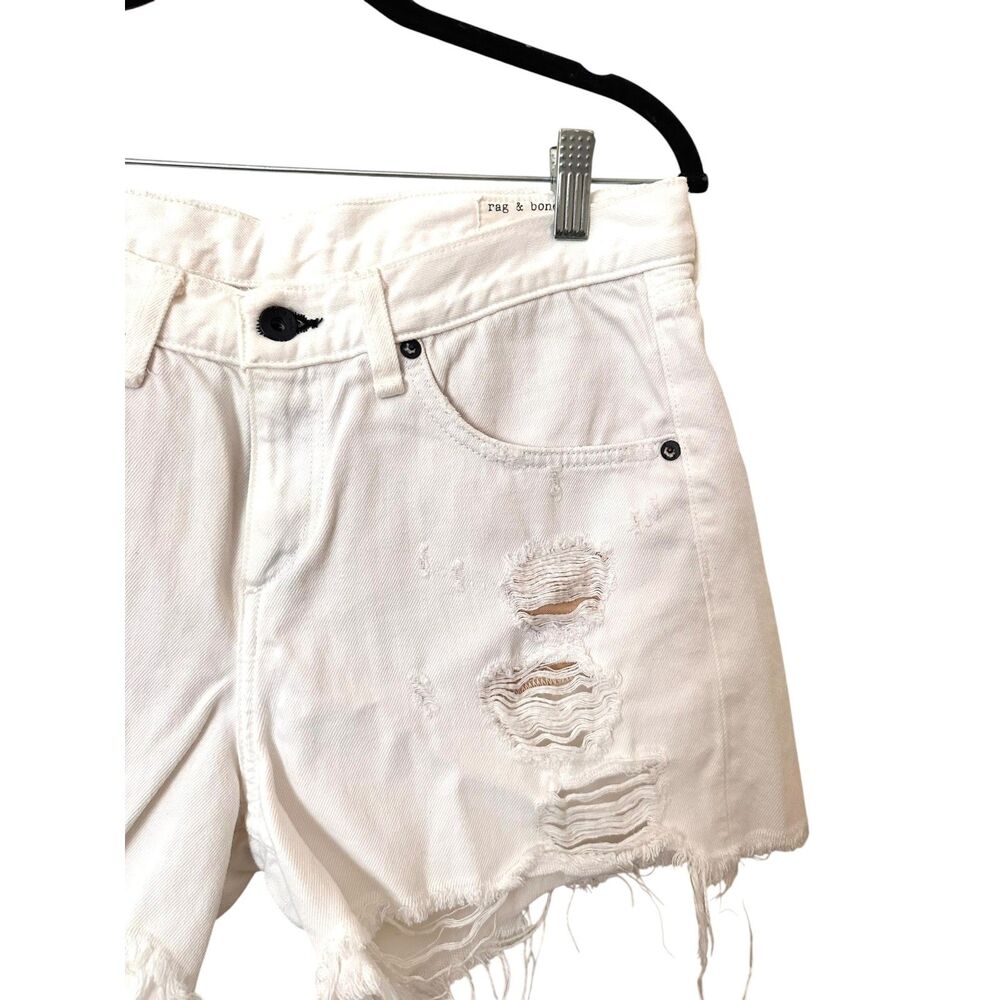 rag & bone White Distressed Denim Jean Shorts - Picture 4 of 5